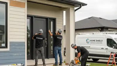 Professional door installation with vinyl siding exterior in Austin, TX by Next Level Exteriors