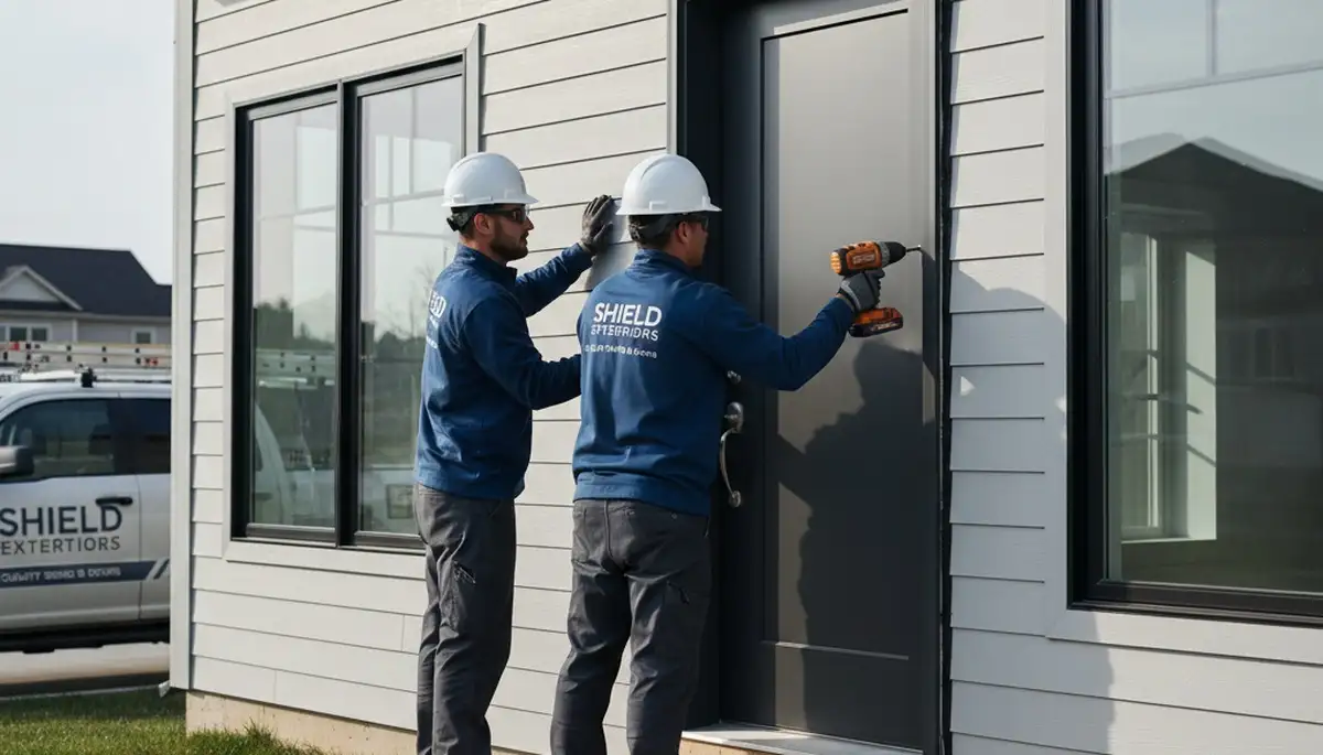 Professional door installation by vinyl siding experts in Austin, TX home exterior remodel