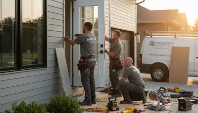 Vinyl siding and door repair service by Next Level Exteriors in Austin, TX