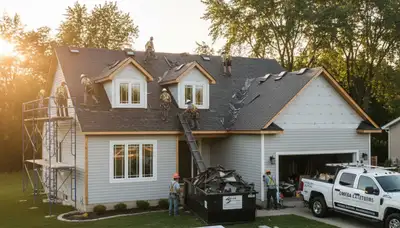 Vinyl siding and roof replacement project by expert contractors in Austin, TX