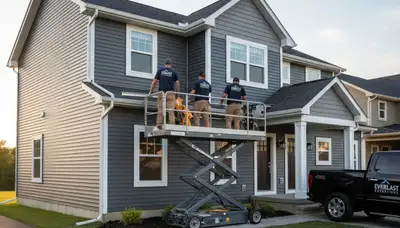 Seamless gutter installation on Austin TX home by Next Level Exteriors siding contractors